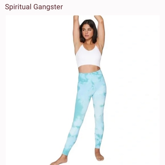 Spiritual Gangster Mermaidcore Blue Tie Dye Leggings with Side Cutouts XS/S - Picture 1 of 6